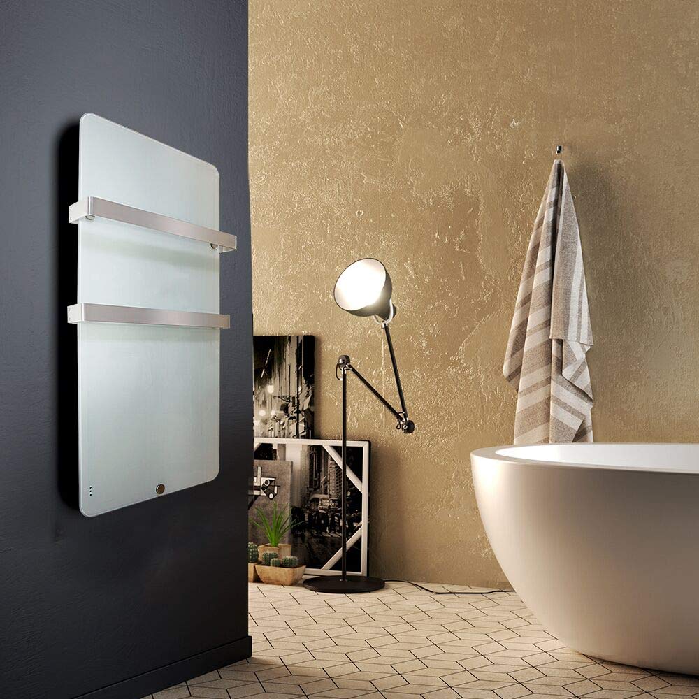 Electric bathroom panel top heaters with towel rail